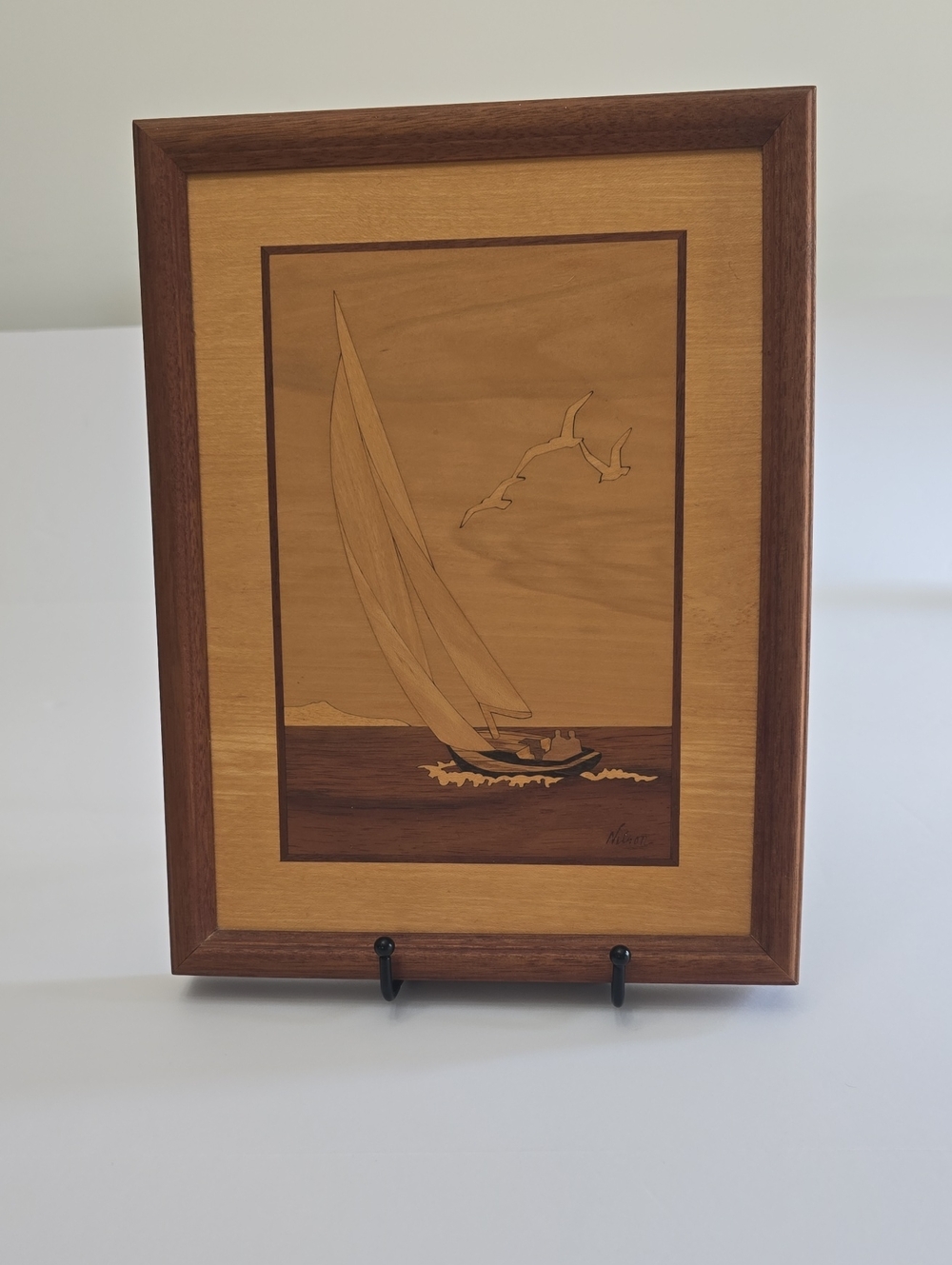 Wood Marquetry Jeff Nelson Hudson River Inlay Sailboat Art Nautical